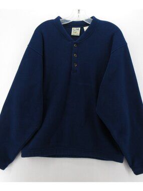 VINTAGE Travel Smith Sweater Large Fleece Henley Pullover Thick Y2K